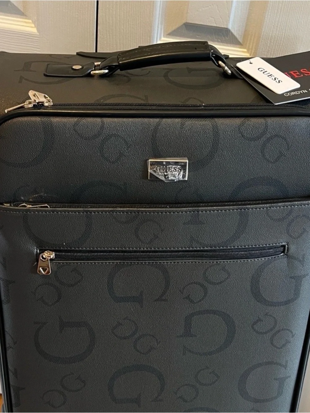 GUESS Logo Debossed Black Rolling Suitcase 24 “